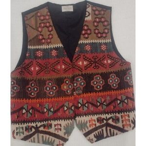 King Ranch Woven Womens XL Vest Western Rodeo Yellowstone Tapestry Wool Blend